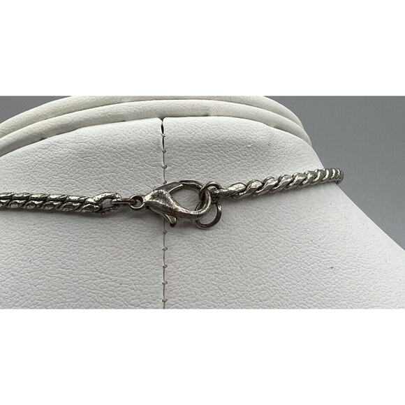 Necklace Silver Plated Black Glass Acrylic Geometric Shapes 18" Lobster Claw - Picture 5 of 6